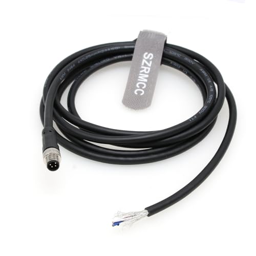 SZRMCC M8 A Code 4-poliger Stecker gerader Stecker auf offenes Ende Sensorkabel wasserdicht geformter Cat5e 26AWG I/O Stellantriebsdraht für industrielle Elektrotechnik (4-poliger Stecker auf offen, 2 von SZRMCC