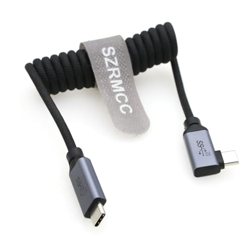 SZRMCC USB C 3.1 Gen 2 Spiralkabel USB-C Stecker 10 Gbit/s 100 W PD Schnelllade-Monitorkabel kompatibel mit Samsung Galaxy, Tablet, Telefon von SZRMCC
