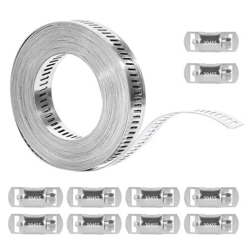 4 Meter Edelstahl Schlauchschellen Set, Lochband Metallrohrschellen Schlauchklemmen Sortiment Kit, Einstellbare Schlauchschellen Endlos 304 Edelstahl für Wasser Gas Rohr Automobil,mit 10 Befestigung 4 Meter Edelstahl Schlauchschellen Set, Lochband Metallrohrschellen Schlauchklemmen Sortiment Kit, Einstellbare Schlauchschellen Endlos 304 Edelstahl für Wasser Gas Rohr Automobil,mit 10 Befestigung von SZSIQI