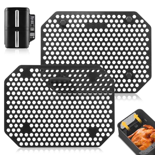 2 Stk Spritzschutz Heißluftfritteusen Zubehör,Silikon Heißluftfritteuse Spritzschutz kompatibel mit Ninja Double Stack XL SL400EU und SL300EU,Fettspritzschutz für Ninja Airfryer Double Stack Zubehör von SZSLMY
