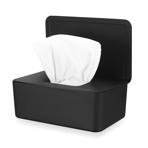 Feuchttücher Box, Feuchtes Toilettenpapier Box, Baby Feuchttüchter Spender, Feuchtpapierbox Mit Deckel, Taschentuchbox für Zuhause Büro, Schwarz von SZSLMY