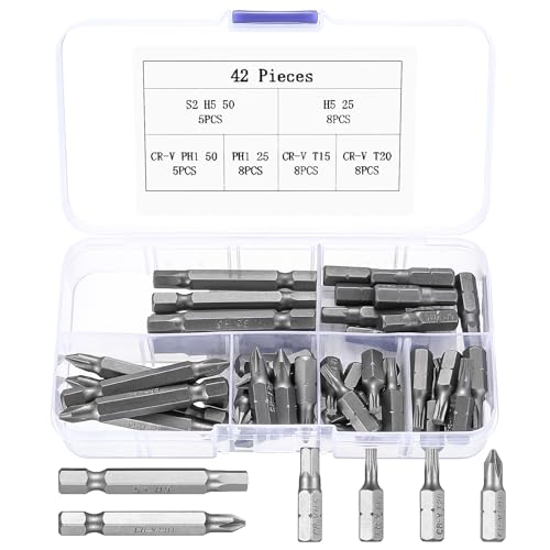 PH Torx Bit H5 PH1 T15 T20 Bits, 42 Stück 1/4" Sechskant-Antrieb Torx Schraubendreher Bits Set, Phillips Bit Set H5 PH1 T15 T20 (42) PH Torx Bit H5 PH1 T15 T20 Bits, 42 Stück 1/4" Sechskant-Antrieb Torx Schraubendreher Bits Set, Phillips Bit Set H5 PH1 T15 T20 (42) von SZSLMY
