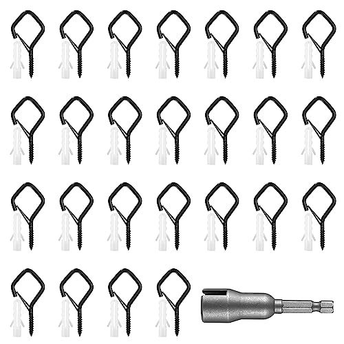 SZSLMY 25 Stk Schraubhaken, Haken zum Schrauben, Deckenhaken, Edelstahl Hakenschrauben mit Sicherung, zum Aufhängen Pflanzen, mit 1 x Flügelmutter Schraubendreher, Wandanker - Schwarz/Rautenform… von SZSLMY