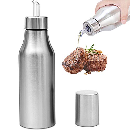 SZSMD Öl Flasche Edelstahl, Öl & Essig Spender 750ML, Ölflasche küche Ölbehälter, Auslaufsicher Olivenöl Behälter, Staubdicht Olivenölspender Fasche für BBQ,Kochen,Grillen von SZSMD