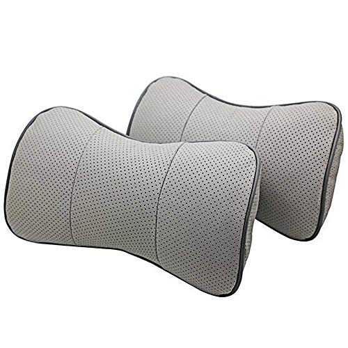 AutoSunShine Kopfstütze, echtes Leder, Knochenform, Kopfstütze für Autositz, bequemes Kissen, Grau von SZSS-CAR