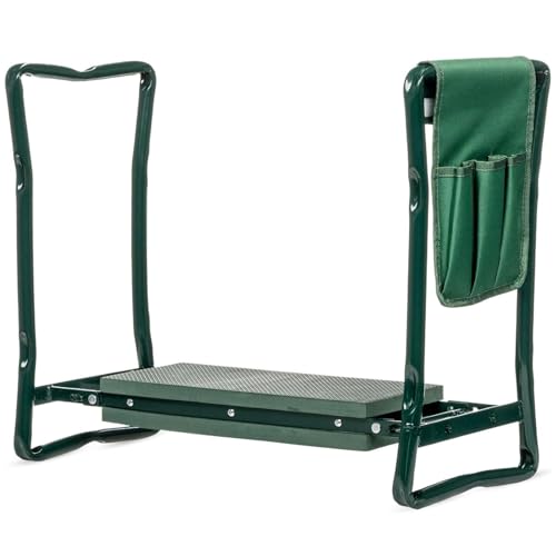 SZSZLDZSW Knie Komfort Garten Garten kniebank Zwei n Eins Kniematte,Bank,Kniematte,Pflanzenhocker,mit Schaumstoffmatte,Werkzeugset, faltbar,gepolstert,gelenkschonend Grün 60cmX27cmX50cm von SZSZLDZSW