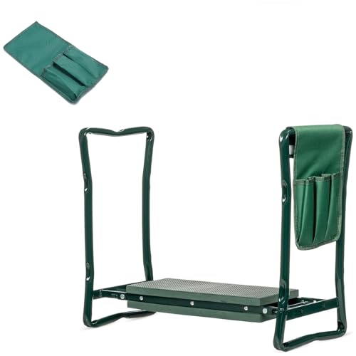 SZSZLDZSW Knie Komfort Garten Garten kniebank Zwei n Eins Kniematte,Bank,Kniematte,Pflanzenhocker,mit Schaumstoffmatte,Werkzeugset, faltbar,gepolstert,gelenkschonend Grün 60cmX27cmX50cm von SZSZLDZSW