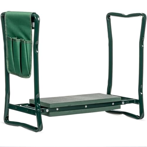 SZSZLDZSW Knie Komfort Garten Garten kniebank Zwei n Eins Kniematte,Bank,Kniematte,Pflanzenhocker,mit Schaumstoffmatte,Werkzeugset, faltbar,gepolstert,gelenkschonend Grün 60cmX27cmX50cm von SZSZLDZSW