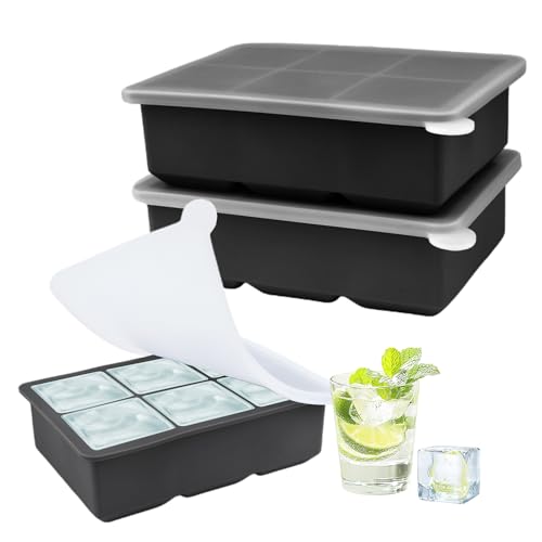 2er-Pack Silikon-Eiswürfelbehälter in Schwarz | 6-Fach-Design für Gin-Cocktails, Eis-Kaffee & Tiefkühlblöcke | Robust & Wiederverwendbar 2er-Pack Silikon-Eiswürfelbehälter in Schwarz | 6-Fach-Design für Gin-Cocktails, Eis-Kaffee & Tiefkühlblöcke | Robust & Wiederverwendbar von SZWLJ