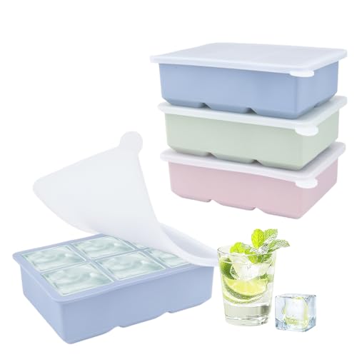 3er-Pack Silikon-Eiswürfelbehälter in Morandi-Farben | 6-Fach-Design in Pastellgrün, Hellblau & Rosé für Gin-Cocktails, Eis-Kaffee & Tiefkühlblöcke | Robust & Wiederverwendbar von SZWLJ
