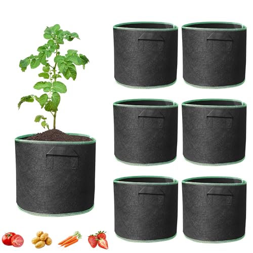 6 Stück 12L Stofftopf Blumentopf，Vliesstoff Pflanztöpfe Ideal für den Anbau von Erdbeeren, Tomaten und Kartoffeln von SZWLJ