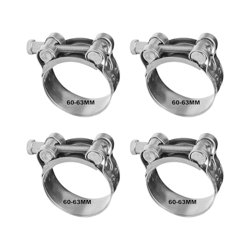 T-Gelenkbolzenschelle 4 Stück 60–63mm Stahlchellen Edelstahl, Langlebige Rohrschellen, Auspuffschelle & Schlauchschelle – Sichere Verbindung für verschiedene Anwendungen von SZWLJ