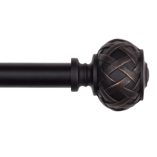 SZXIMU Gardinenstange Ausziehbar Vorhangstange Schwarz,182-365 cm Gardinenstangen mit Rundem Endstück mit Netzstruktur 72-144" für Fester,Küche,Schlafzimmer von SZXIMU
