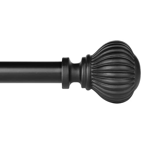 SZXIMU Gardinenstange ausziehbar Vorhangstange schwarz,71-122cm mit kugelförmigem Kürbis-Endstück 100cm 120cm angepasst Ø16mm für Schlafzimmer Esszimmer Wohnzimmer von SZXIMU