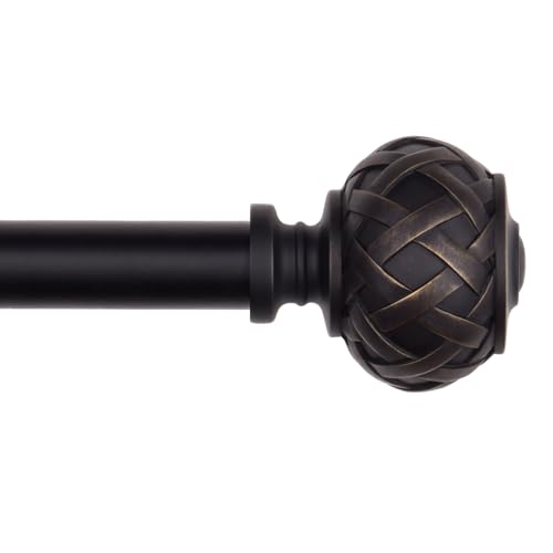 SZXIMU Gardinenstange Schwarz Ausziehbar 91-182 cm Vorhangstange mit Rundem Endstück mit Netzstruktur 36-72" für Fester,Küche,Wohnzimmer von SZXIMU