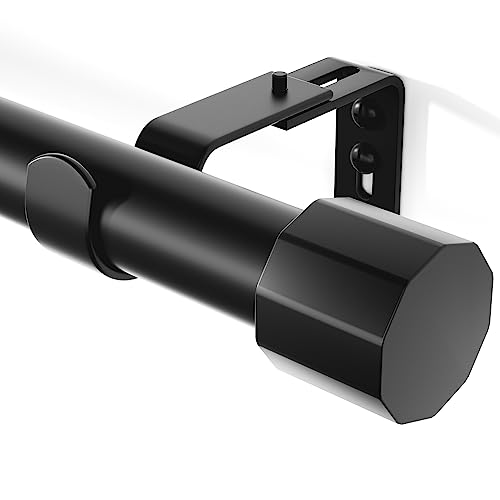 SZXIMU Gardinenstange Schwarz Matt, 81-160cm lang Ø25mm Curtain Rod Vorhangstange Metall wandmontage mit verstellbarer Halterung mit Cap Endstück für Fenster Ösenvorhang Scheibengardine von SZXIMU
