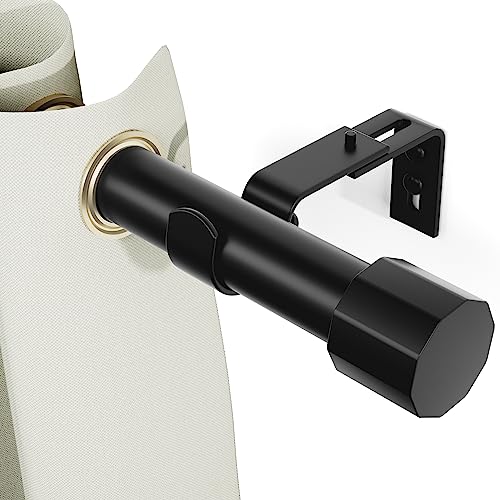 SZXIMU Gardinenstange Schwarz Matt, 81-239cm lang Ø25mm Curtain Rod Vorhangstange Metall wandmontage mit verstellbarer Halterung mit Cap Endstück für Fenster Ösenvorhang Scheibengardine von SZXIMU