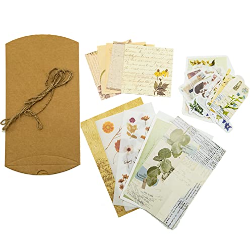 30 Stück Vintage Scrapbooking Papier,Retro Aufkleber Tagebuch, Papier,alte Zeiten, Buchstaben, Pflanzenblatt für Bastelarbeiten und Bastelprojekte（Blume） von SZXMDKH