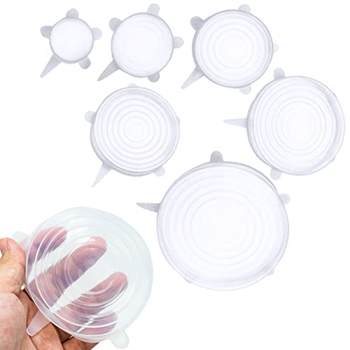 6PCS Silicone Stretch Lids, Silicone Food Covers, BPA Free and Expandable to Fit Various Shape of Containers, Dishes, Bowls, Safe in Dishwasher, Microwave and Freezer von SZXMDKH