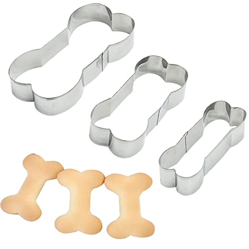 Ausstechformen, 3 Stück Edelstahl Kreis Keksausstecher Donut Ausstecher Set zum Backen von Teig Gebäck Keksformen—Knochenform von SZXMDKH