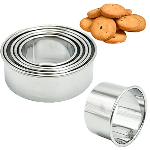 SZXMDKH Edelstahl Ausstechformen 5 Stück Ringe Keksformen Cutter Set Speiseringe Keks Cookie Rund Plätzchen Ausstecher （5.5/6.5/7.5/8.5/9.5cm）, Silber, qqdyx5j01 von SZXMDKH
