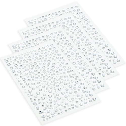 Glitzersteine Selbstklebend, 1300 Stück Glitzer Strass Aufkleber, Größe Mixed Strasssteine Selbstklebend Schmucksteine zum Basteln für DIY Handwerke, Gesicht, Nägel Deko, mit Pinzette (4Blätter) von SZXMDKH