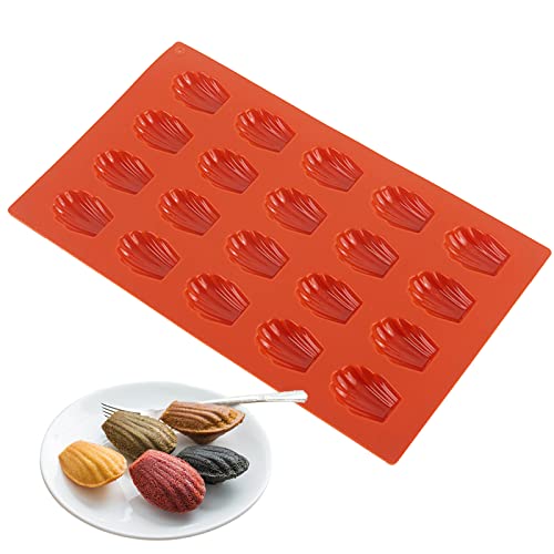 SZXMDKH Madeleine-Form – 20 Mulden Madeleines Backblech, nicht klebende Muschelkuchen-Form für Schokolade, Süßigkeiten, Kekse (Schokolade) von SZXMDKH