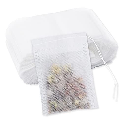 SZXMDKH 100 Leer Teebeutel Teefilter mit Kordelzug für Losen Tee Kaffee Gewürz 7 x 9 cm (2,75 x 3,54 Zoll), cb001, Weiß von SZXMDKH