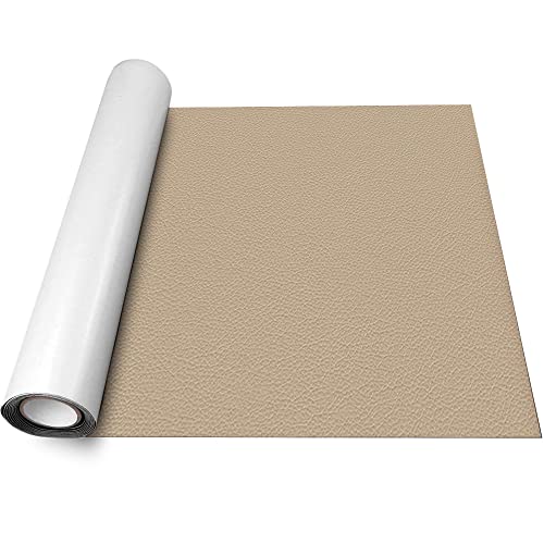 SZYCKJGS Kunstleder Selbstklebend 60x150cm, Leder Reparatur Patch Selbstklebend Beige, Lederflicken Selbstklebend für Sofa, Autositz, Möbel, Taschen von SZYCKJGS