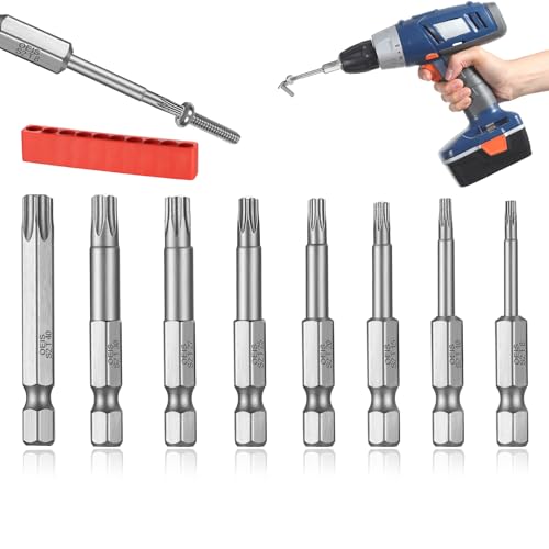 8 Stk Torx-Bit-Set, T8 T10 T15 T20 T25 T27 T30 T40, Schrauber-Set, Torx-Schraubendreher mit magnetischen Spitzen, 50mm Länge, 1/4" Sechskantschaft Stern-Bit-Set von SZYILIDA