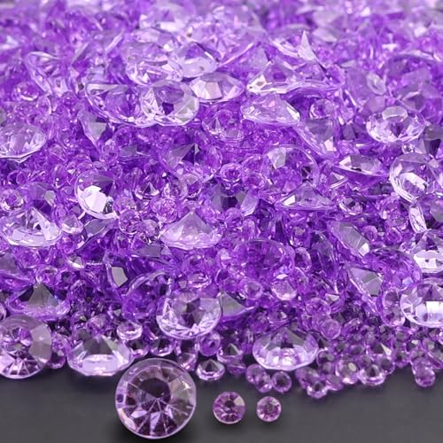SZYLJSY 4300 Stück Diamanten Deko Acryl Kristalle Tischdeko StrassStreudeko Hochzeit 3 Größen Glitzer Glassteine Deko für Diamantene Hochzeit Deko Tischdeko Hochzeit Lila von SZYLJSY