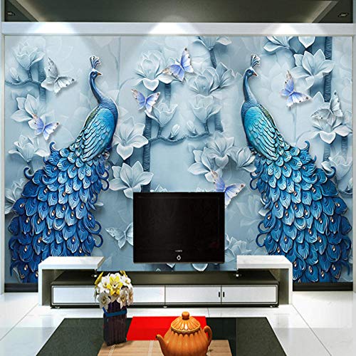 Foto Tapete Blauer Jade-Pfau-Schmetterling 3D Fototapeten Wandbild Motivtapeten Vlies-Tapeten Wandtapete Tapete Wohnzimmer Schlafzimmer Wallpaper Wandbild 150X100Cm von SZYUY