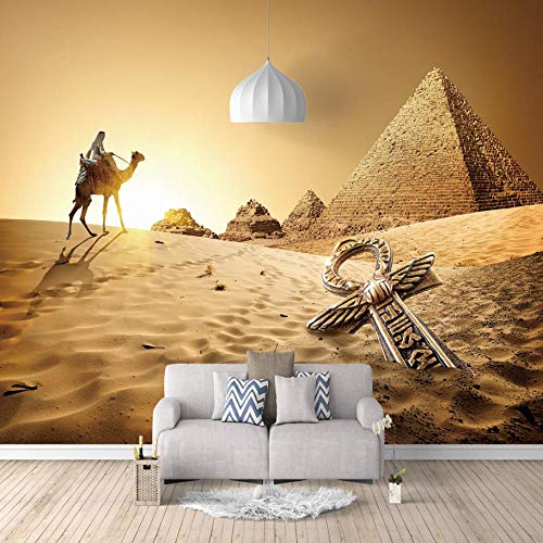 Fototapete 3D Effekt Wüstenkamel Der Ägyptischen Pyramide 3D Fototapeten Wandbild Motivtapeten Vlies-Tapeten Wandtapete Tapete Wohnzimmer Schlafzimmer Wallpaper Wandbild 350X250Cm von SZYUY