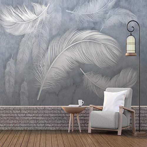 Fototapete 3D Tierischer Nordischer Stil Der Grauen Feder 3D Fototapeten Wandbild Motivtapeten Vlies-Tapeten Wandtapete Tapete Wohnzimmer Schlafzimmer Wandbild 200X150Cm von SZYUY