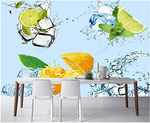 Tapete Betonoptik Vliestapete Gelbe Zitronen-Limetten-Eiswürfel 3D Fototapeten Wandbild Motivtapeten Vlies-Tapeten Wandtapete Tapete Wohnzimmer Schlafzimmer Wallpaper Wandbild 150X100Cm von SZYUY