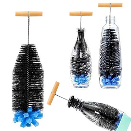 33 cm Flaschenbürste Kompatibel mit Sodawasser Glasflaschen und Kunststoffflaschen, Sodawasser Bürste, Sodastream Reinigungsbürste, Sie hat Harte Borsten und Einen Weichen Schwamm von SZZETK
