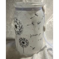 Windlichtglas "Forever You" Serviettentechnik Serviette Mit Motiv Pusteblume, Windlicht Glas von SaBaSchmuckundDeko