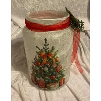 Windlichtglas "Frohe Weihnachten", Baum, Weihnachtsbaum, Serviettentechnik Serviette Mit Motiv Winter, Windlicht Glas Windlichtglas "Frohe Weihnachten", Baum, Weihnachtsbaum, Serviettentechnik Serviette Mit Motiv Winter, Windlicht Glas von SaBaSchmuckundDeko