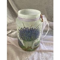 Windlichtglas Herbst Lavendel Serviettentechnik Serviette Mit Motiv Windlicht Glas von SaBaSchmuckundDeko