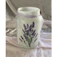 Windlichtglas Herbst Lavendel Strauß Serviettentechnik Serviette Mit Motiv Windlicht Glas Windlichtglas Herbst Lavendel Strauß Serviettentechnik Serviette Mit Motiv Windlicht Glas von SaBaSchmuckundDeko