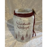 Windlichtglas "Wundervolle Winterzeit", Serviettentechnik Serviette Mit Motiv Weihnachten Winter Windlicht Glas Windlichtglas "Wundervolle Winterzeit", Serviettentechnik Serviette Mit Motiv Weihnachten Winter Windlicht Glas von SaBaSchmuckundDeko