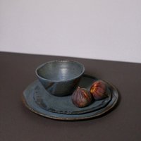 3-Teiliges Keramikgeschirrset, Marineblaue Keramikset, Keramik-Servierschalen, Geschirrset Geschenk, Steinzeugschale, Urlaubsgeschirrset von SaGaPotteryUkraine