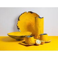 Handgemachtes Gelbes Geschirrset Aus Keramik 4-Teiliges von SaGaPotteryUkraine