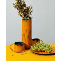 Moderne Keramik Blumenvase, Bunte Keramikvase, Hohe Vase, Steingutvase, Housewarminggeschenk, Wohnkultur, Gelbe Mamas Geschenk von SaGaPotteryUkraine