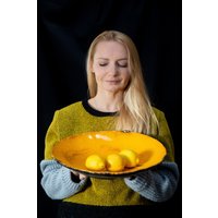 Servier-Obstteller, Handgemachte Keramikplatte, Große Salatschüssel, Türkisfarbene Keramikplatte 12-Zoll, Serviergeschirr Im Urlaub, Geschenke von SaGaPotteryUkraine