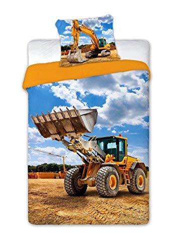 SaYes Bettwäsche mit Bagger und Bulldozer, 100% Baumwolle, 160 x 200 cm, 70 x 90 cm von SaYes