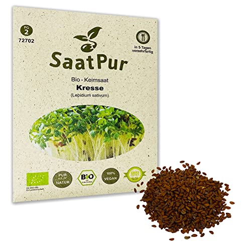 Kresse BIO Keimsprossen von SaatPur - Sprossen Keimsaat, Microgreen - 75g von SaatPur