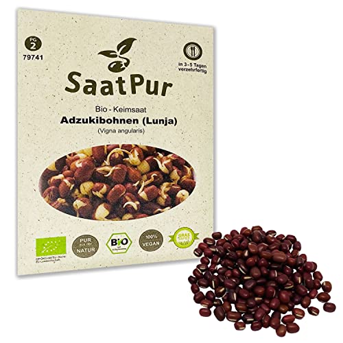 SaatPur Bio Keimsaat - Adzukibohnen - Lunja - Bohnen Keimsprossen Sprossen Microgreen - 75g von SaatPur
