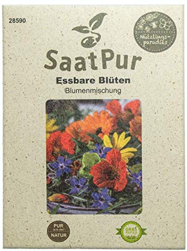 SaatPur Blumenmischung Essbare Blüten Blumenwiese Blumenmischung Blumensaat Bienen Hummel Schmetterlinge von SaatPur