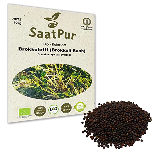 BIO Keimsprossen Brokkoli Raab Brokkoletti 100 g Samen zur Sprossenzucht Sprossen Microgreen Mikrogrün von Saatzucht Bardowick